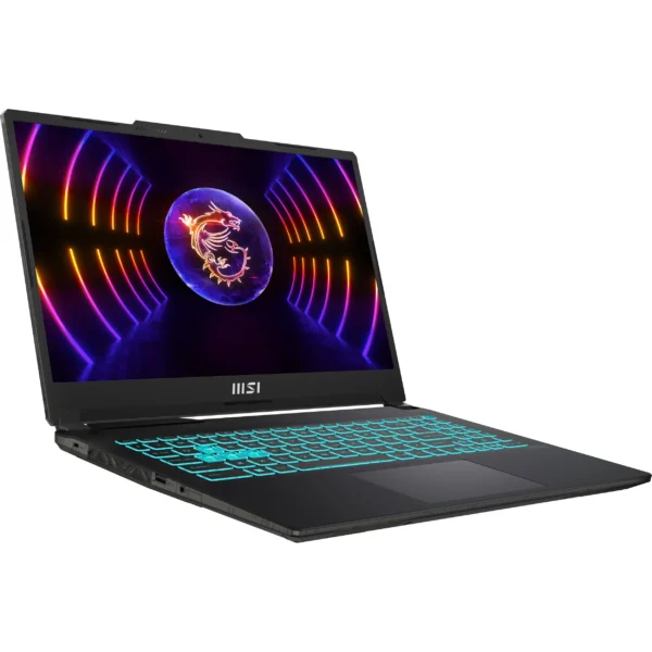 MSI CYBORG 15 A13UDX-1690XLB laptop with Intel Core i7-13620H, 16GB DDR5 RAM, 512GB NVMe SSD, NVIDIA RTX 3050 6GB graphics, 15.6" FHD 144Hz display, running on DOS.