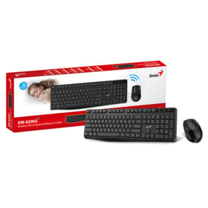 Silent wireless Genius KM-8206S keyboard with AI Copilot key, advanced 2.4G wireless technology, and multimedia keys for a quiet, comfortable typing experience.