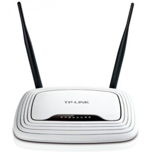 TP-Link TL-WR841N 300Mbps N Router with dual antennas for enhanced wireless connectivity.