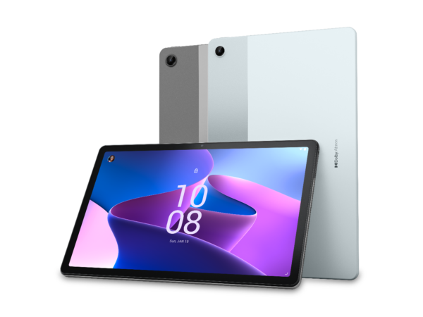 Lenovo Tab M10 Plus 3rd Gen tablet featuring a 10.6-inch 2K display, quad speakers with Dolby Atmos, and a free protective bag included.