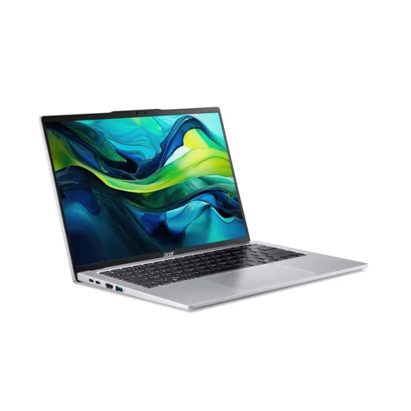 Acer Swift Go 14 SFG14-73T-75FA laptop with 14-inch WUXGA touchscreen, Intel Core Ultra 7 processor, 16GB RAM, 1TB SSD, and Intel Arc graphics in Silver color.