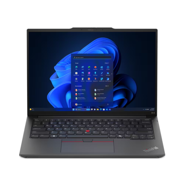 ThinkPad E14 Gen 6 with 14" WUXGA display, Core Ultra 5 processor, 8GB DDR5 RAM, 512GB NVMe storage, Intel graphics, DOS, and Lenovo case.