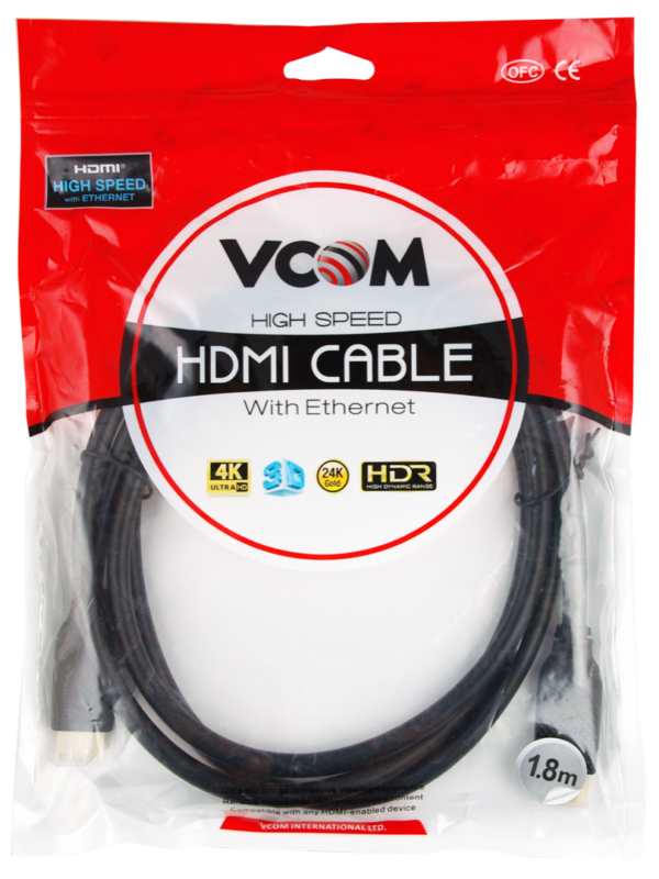 VCOM HDMI cable, 3 meters, supports HDMI 2.0V for superior video and audio quality.