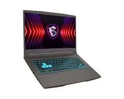 MSI THIN 15 B13VE-2825XLB laptop with Intel Core i7-13620H, 16GB DDR4 RAM, 512GB NVMe SSD, NVIDIA RTX 4050 6GB graphics, 15.6" FHD 144Hz display, running on DOS.