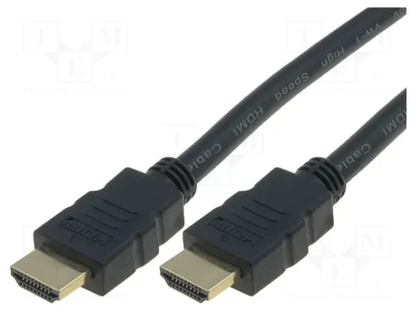 VCOM 19-pin male to male flat cable, 5 meters, 24K gold-plated connectors, 4Kx2K and 1080p resolution support.