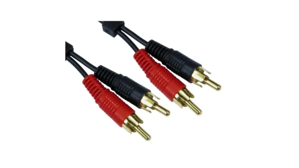 VCOM 2 RCA to 2 RCA cable, 2 meters, designed for audio/video signal transmission.