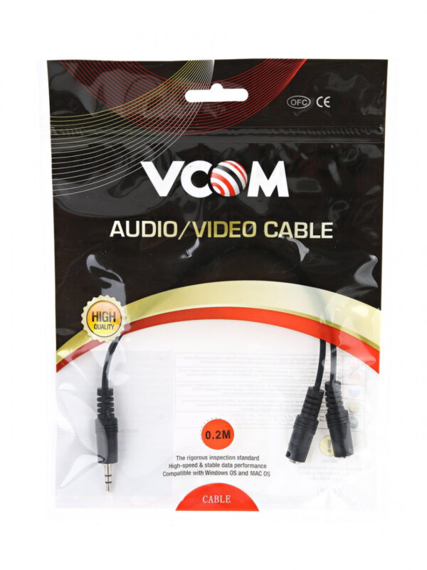 VCOM 3.5mm stereo male to 3.5mm stereo male audio cable with nickel-plated connectors for superior sound quality.