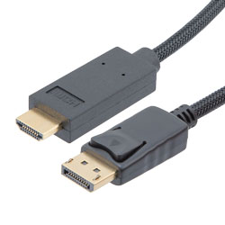 VCOM DisplayPort male to HDMI male cable, 1.8 meters, for high-definition video and audio transmission.