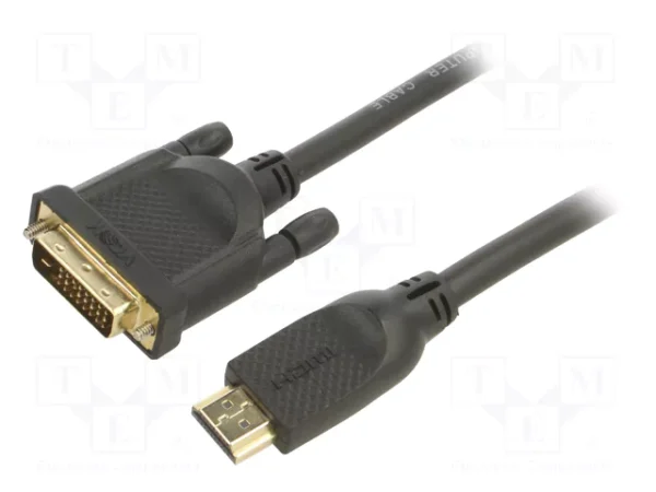 VCOM HDMI male to DVI 24+1 male cable, 1.8 meters, 24K gold-plated connectors for superior signal quality.