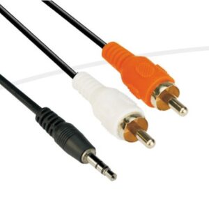 VCOM 3.5mm stereo male to 2 RCA male audio cable, 1.8 meters, for clear audio transmission between devices.