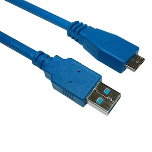 VCOM USB 3.0 cable, USB-A male to USB Micro-B male, 1.8 meters, blue design for high-speed data transfer.