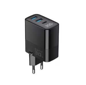 VCOM EU type to universal adapter, black, for converting EU plugs to universal outlets for international use.