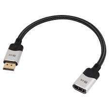 VCOM Mini DisplayPort male to DisplayPort female extension cable, supporting 1.4V for high-quality video and audio transmission.