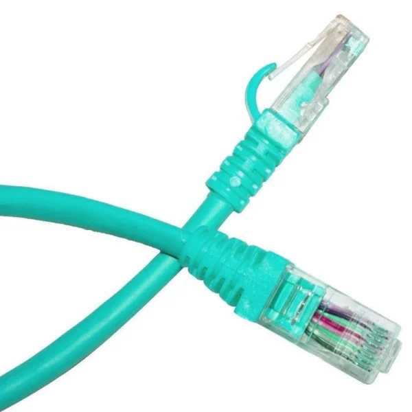 VCOM UTP Cat6 patch cable, 0.5 meters, in turquoise color, designed for high-speed, reliable networking connections.