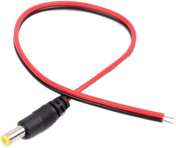 VCOM power cable for camera, black and red, 0.3 meters in length, designed for secure and easy connection to power sources.