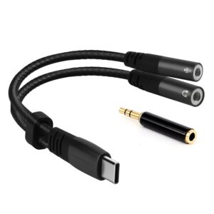 VCOM USB-C to audio and microphone adapter, designed for seamless connection between USB-C devices and audio/microphone equipment.