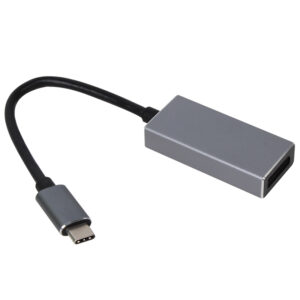 VCOM USB-C to DisplayPort dongle, supporting 8K resolution, with a mini aluminum shell for durability and heat management, designed for high-quality video output.