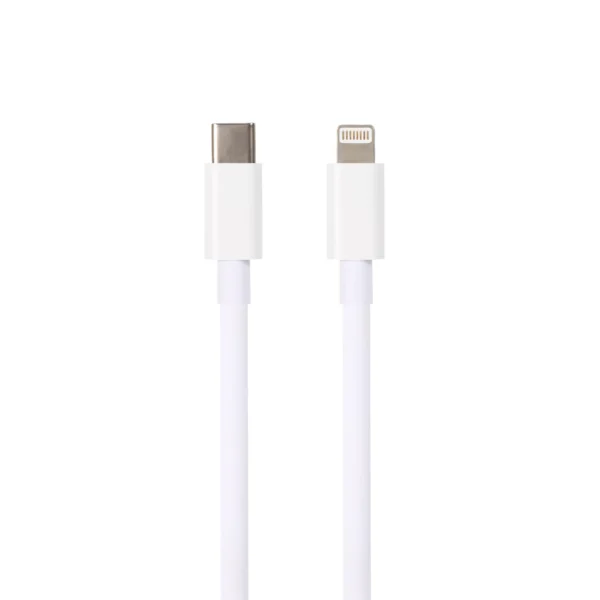 VCOM USB-C to Lightning cable, 18W power delivery, designed for fast charging and data transfer for Apple devices.