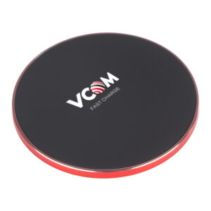 VCOM wireless fast charger, offering quick and efficient charging for Qi-enabled devices with built-in safety protections for overcharge and overheating.